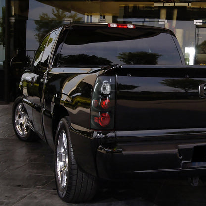 2003-2007 Chevy Silverado 1500 HD 2500 HD 3500 Classic Euro Style Replacement Tail Lights Assembly Pair | Black