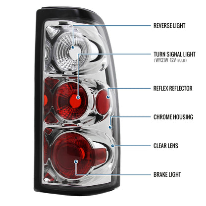 Ronnin - Compatible con Chevy Silverado GMC Sierra 1500 2500 3500 HD Classic 1999-2007 Par de luces traseras de repuesto estilo europeo | Cromadas