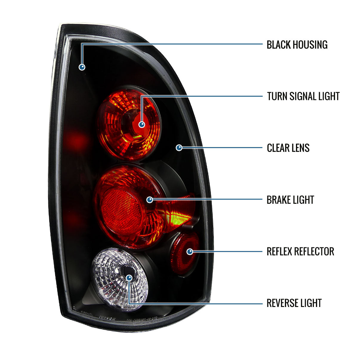 Ronnin - Conjunto de luces traseras de repuesto estilo europeo para Toyota Tacoma 2005-2008 Par | Negro