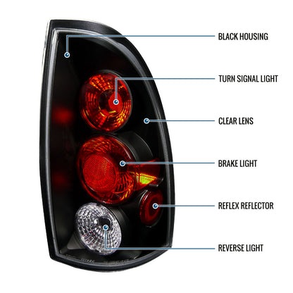 Ronnin - Conjunto de luces traseras de repuesto estilo europeo para Toyota Tacoma 2005-2008 Par | Negro