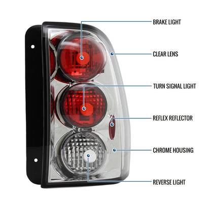 Ronnin - Compatible con Chevy 2002-2009 Chevy Trailblazer Ensamblaje de luces traseras de repuesto Par | Cromo