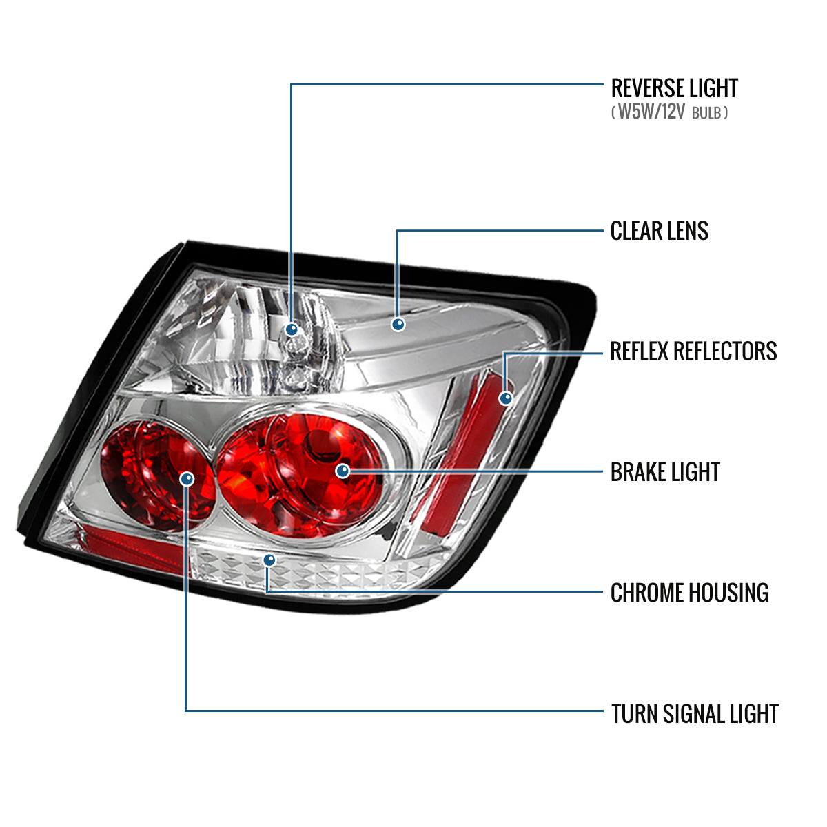 Ronnin - Compatible con Scion tC de 2004-2010 Par de luces traseras de estilo europeo | Cromo