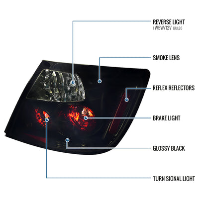 Ronnin - Fits 2004-2010 Scion tC Euro Style Tail Lights Replacement Assembly Pair | Black Smoke