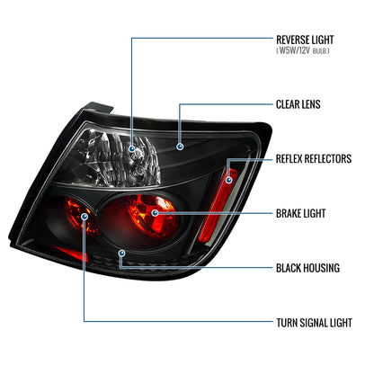 Ronnin - Se adapta a 2004-2010 Scion tC Luces traseras estilo europeo, par de reemplazo | Negro