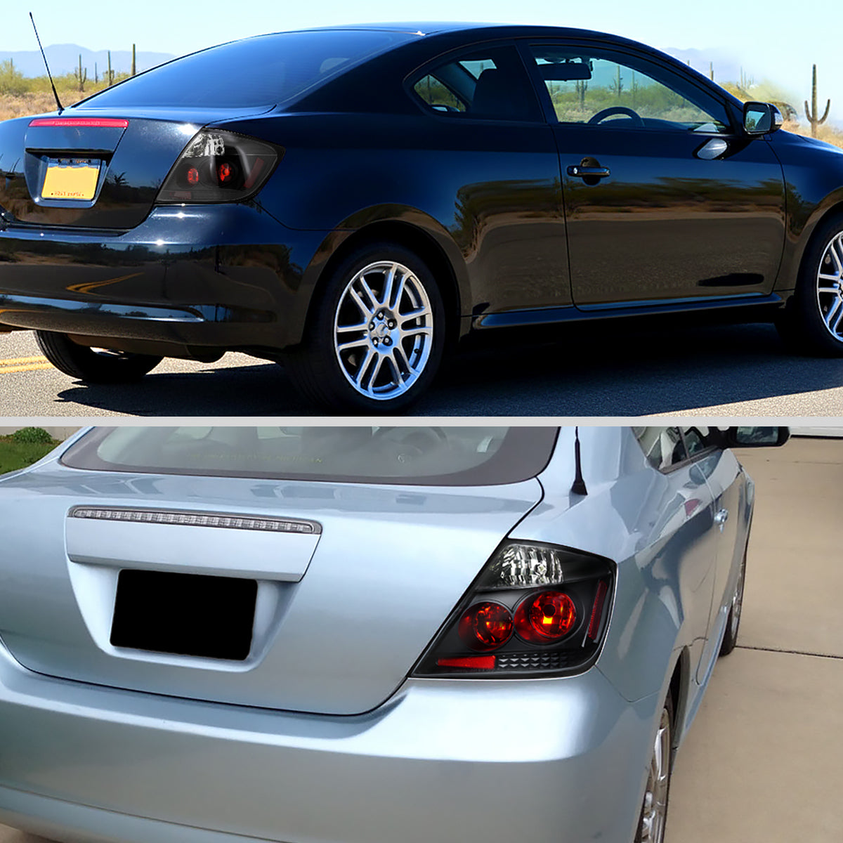 Ronnin - Se adapta a 2004-2010 Scion tC Luces traseras estilo europeo, par de reemplazo | Negro