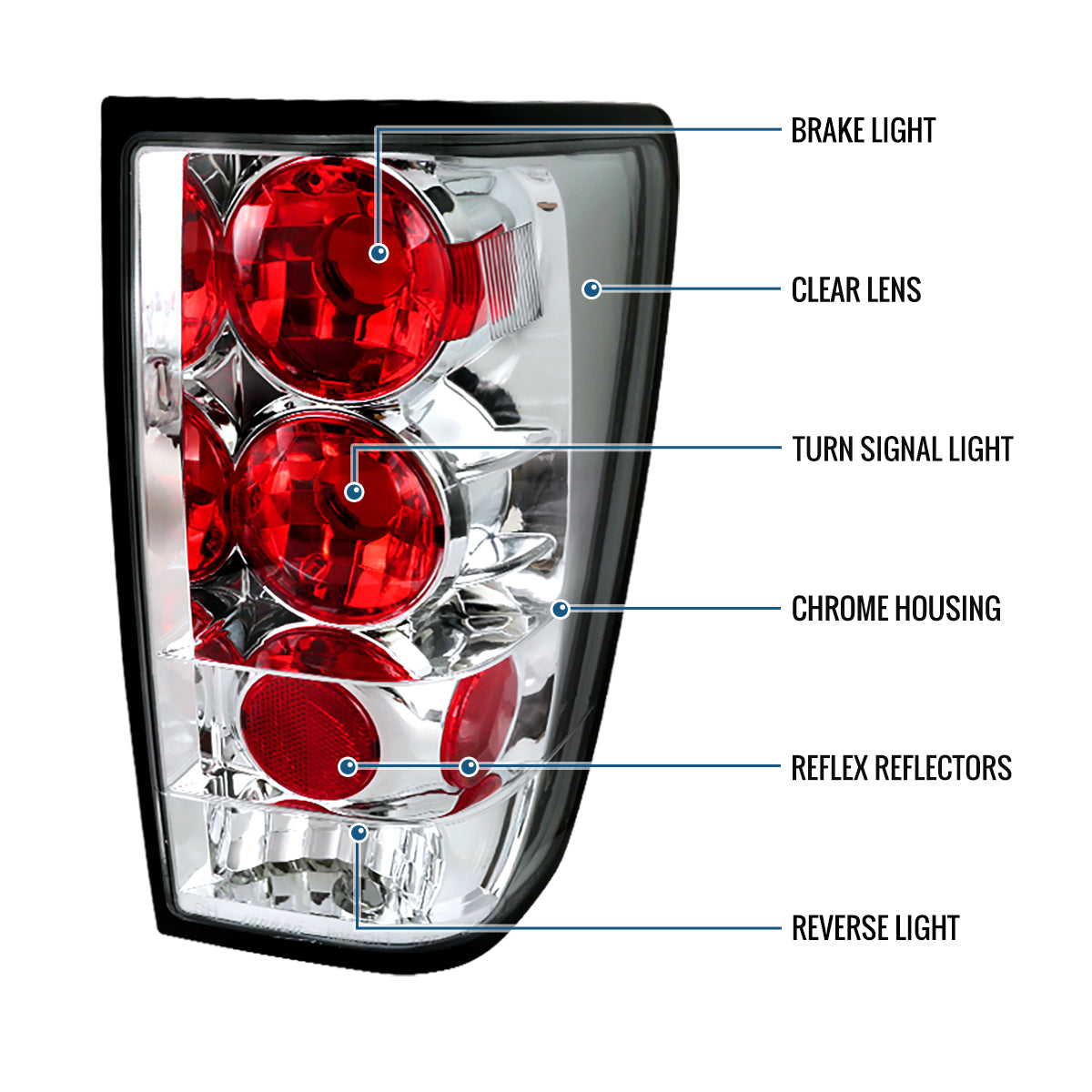 Ronnin - Fits 2004-2015 Nissan Titan Tail Lights Assembly Replacement Pair   | Chrome