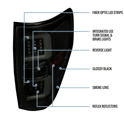 Ronnin - Compatible con Ford F150 de 2009-2014, faros traseros LED de repuesto mejorados con tubo LED, luces de freno y direccionales integradas, par | Negro Ahumado