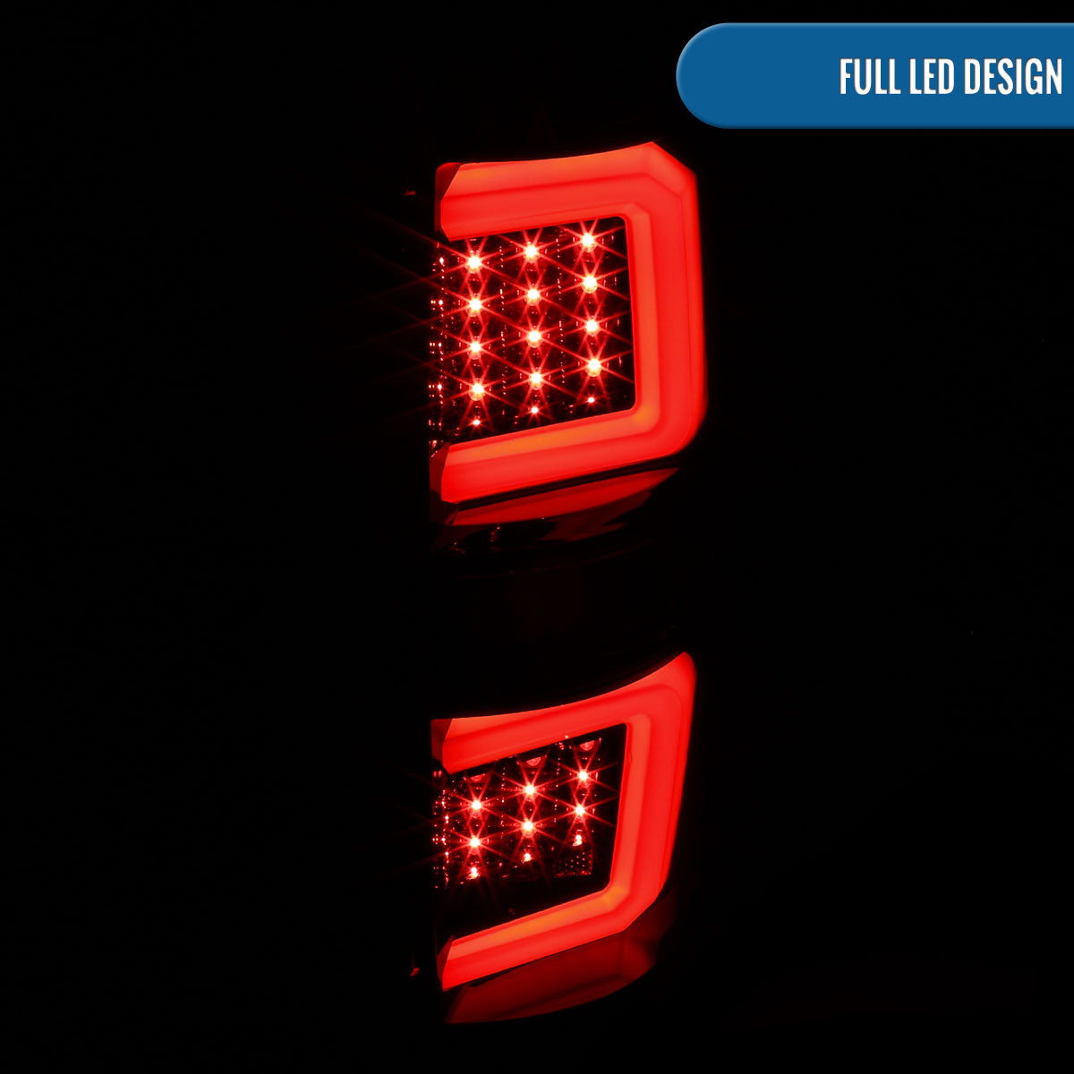 2009-2014 Ford F150 Upgrade Replacement LED Running Tube Integrated Brake and Turn Signals Tail Lights Assembly Pair | Gloss Black