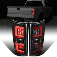 2009-2014 Ford F150 Upgrade Replacement LED Running Tube Integrated Brake and Turn Signals Tail Lights Assembly Pair | Gloss Black