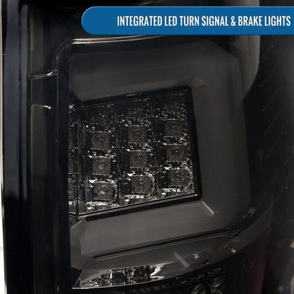 Ronnin - Compatible con Ford F150 2009-2014, Luces traseras LED de repuesto mejoradas con tubo de marcha, freno integrado y direccionales, Par | Ahumado