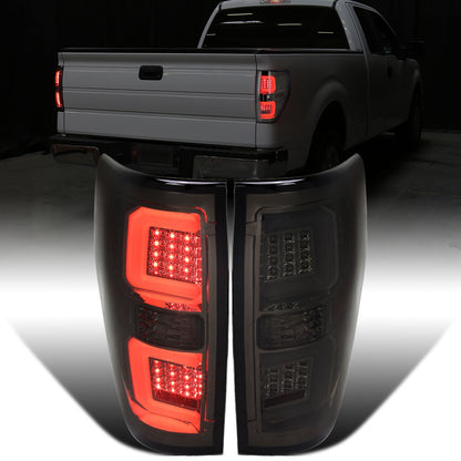 Ronnin - Compatible con Ford F150 2009-2014, Luces traseras LED de repuesto mejoradas con tubo de marcha, freno integrado y direccionales, Par | Ahumado