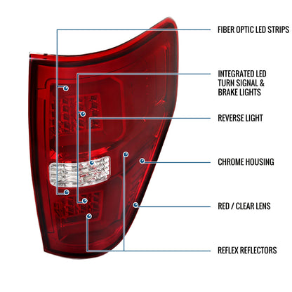 2009-2014 Ford F150 Upgrade Replacement LED Running Tube Integrated Brake and Turn Signals Tail Lights Assembly Pair | Red