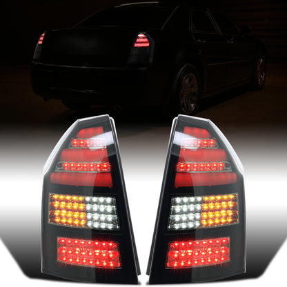 Ronnin - Compatible con Chrysler 300C 2005-2007 Luces traseras LED completas mejoradas Par de montaje de repuesto | Negro Ahumado