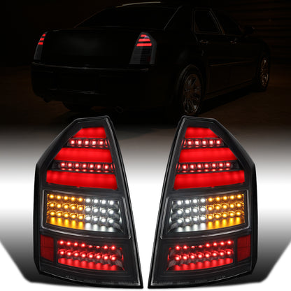 Ronnin - Compatible con Chrysler 300C 2005-2007, Luces Traseras LED Completas Mejoradas, Par de Reemplazo de Ensamblaje | Negro