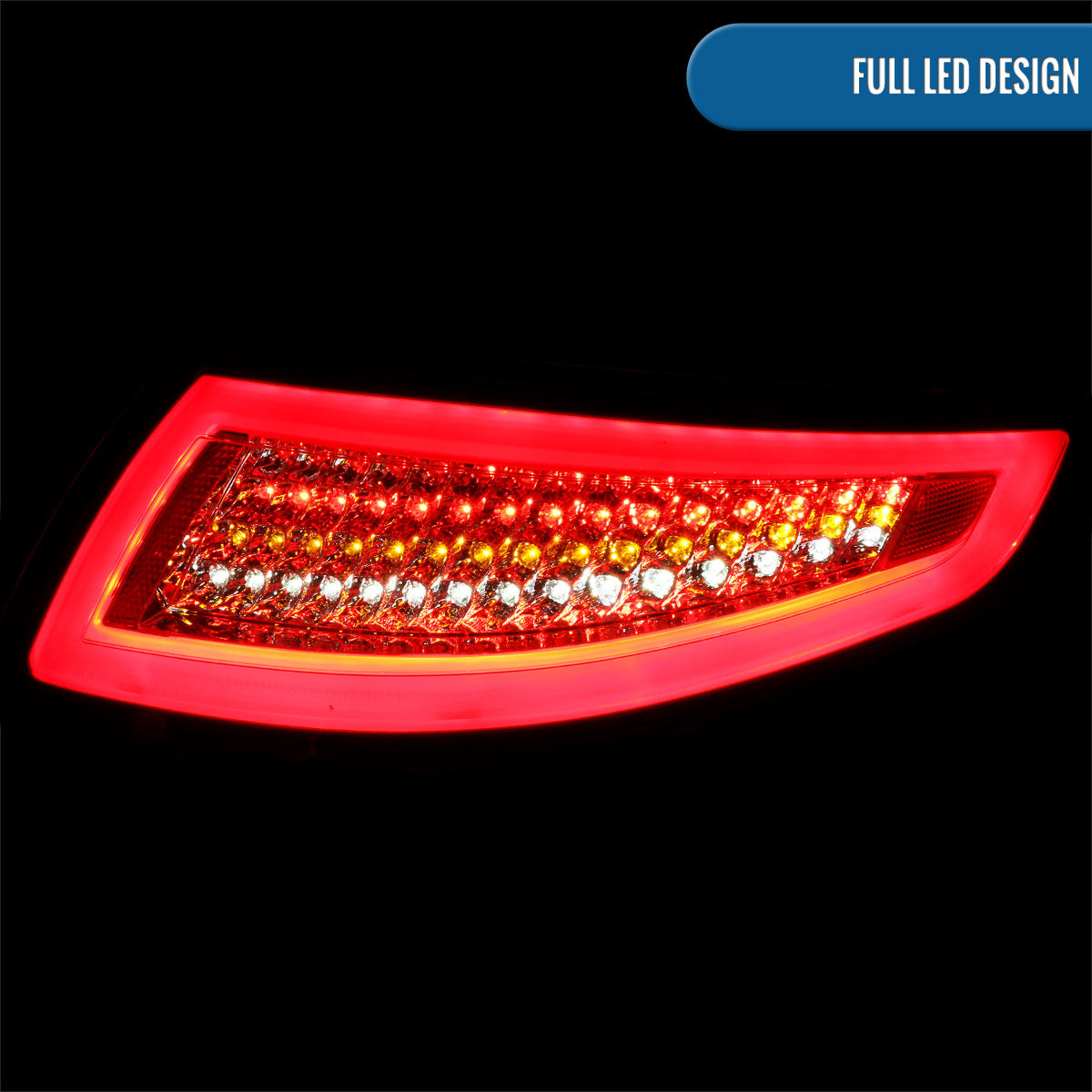 Ronnin - Fits 2005-2008 Porsche 911 997 Carrera Targa 2007-2009 Porsche 911 GT2 GT3 Turbo Upgraded Full LED Tail Lights Replacement Assembly Pair  | Chrome