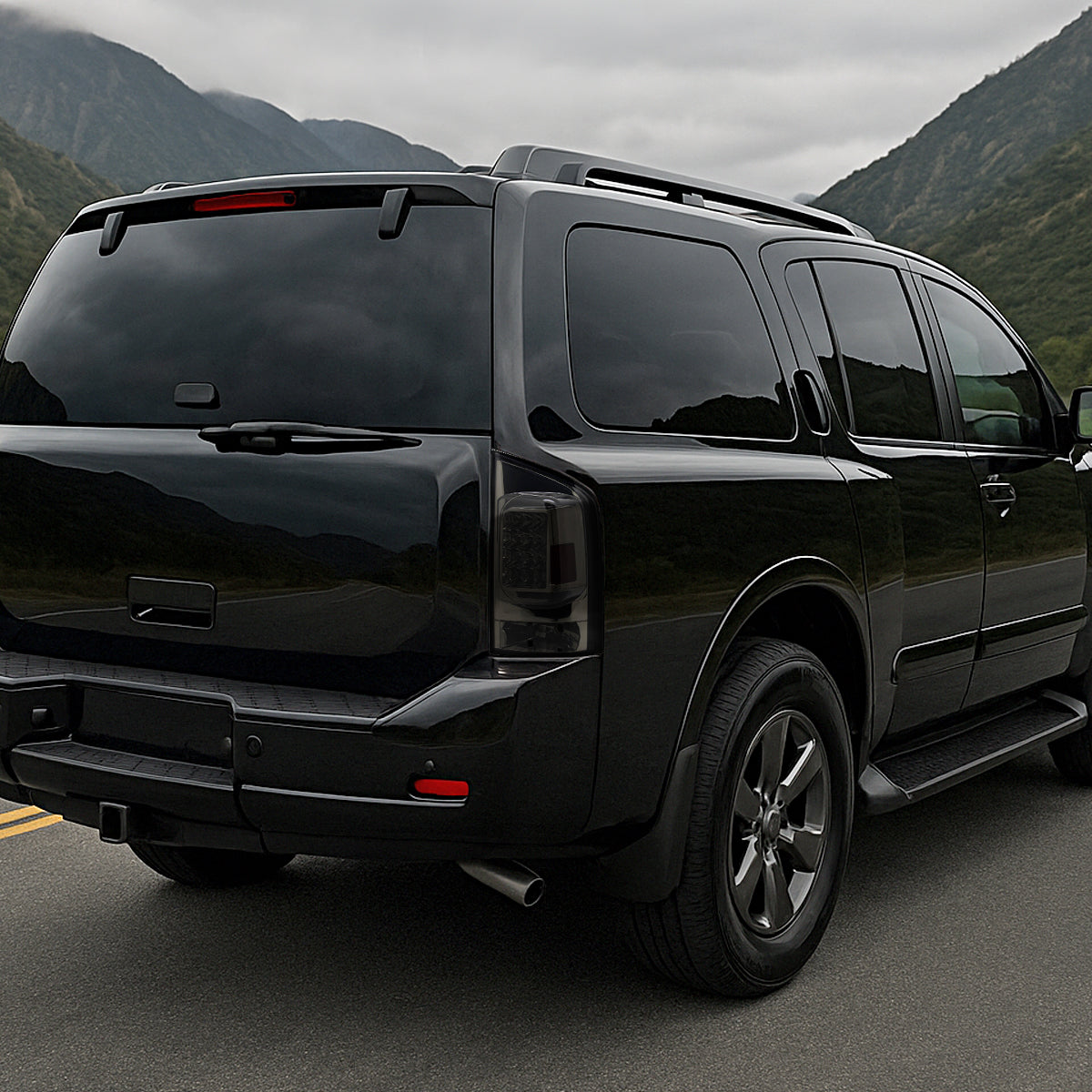 Ronnin - Conjunto de luces traseras con intermitentes y frenos LED integrados, repuesto para Nissan Armada 2005-2015, par | Ahumado