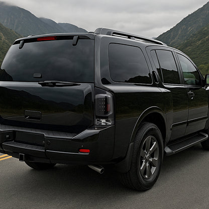 Ronnin - Se adapta a Nissan Armada 2005-2015 Ensamblaje de Luces Traseras con LED Integrado para Freno y Direccionales, Par de Repuesto | Negro