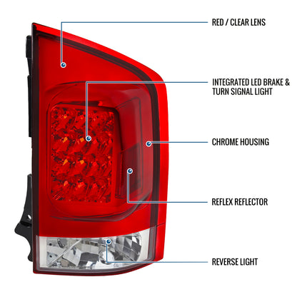 Ronnin - Se adapta a Nissan Armada 2005-2015 Ensamblaje de Luces Traseras con LED Integrado para Freno y Direccionales Par de Reemplazo | Rojo