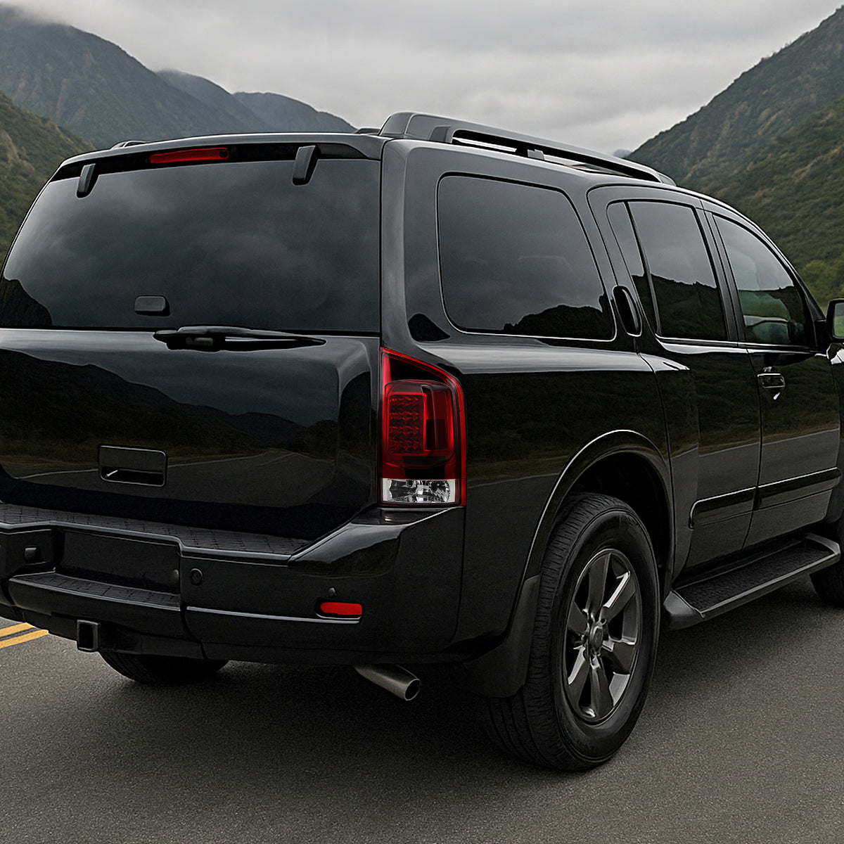 Ronnin - Se adapta a Nissan Armada 2005-2015 Ensamblaje de Luces Traseras con LED Integrado para Freno y Direccionales Par de Reemplazo | Rojo