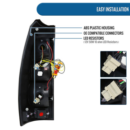 Ronnin - Compatible con Chevy Avalanche 2007-2012 Luces traseras con intermitentes y frenos LED integrados Par de ensamblajes de repuesto | Negro