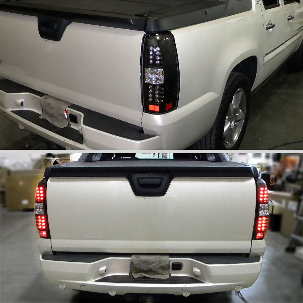 Ronnin - Compatible con Chevy Avalanche 2007-2012 Luces traseras con intermitentes y frenos LED integrados Par de ensamblajes de repuesto | Negro