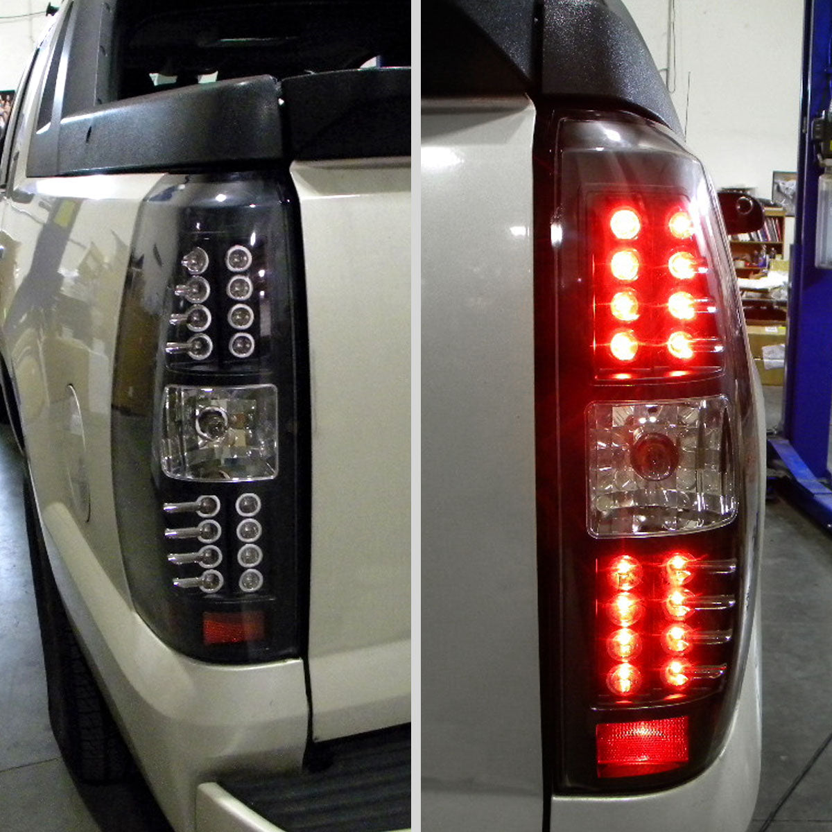 Ronnin - Compatible con Chevy Avalanche 2007-2012 Luces traseras con intermitentes y frenos LED integrados Par de ensamblajes de repuesto | Negro