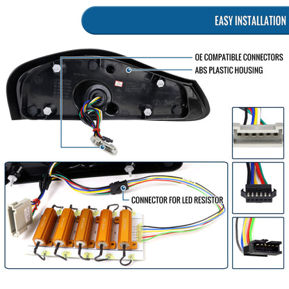 Ronnin - Fits 1997-2004 Porsche Boxster 986 Upgraded Replacement Full LED Sequential Turn Signal Tail Lights Assembly Pair | Black