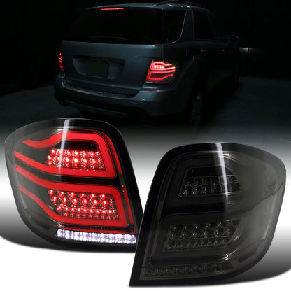 Ronnin - Compatible con Mercedes Benz ML350 ML500 ML320 ML550 de 2006 a 2011, luces de circulación diurna LED de tubo mejoradas, conjunto completo de luces traseras LED | Ahumado