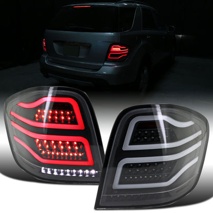 Ronnin - Compatible con Mercedes Benz ML350 ML500 ML320 ML550 de 2006-2011, luces traseras LED completas de repuesto con tubos de luz LED mejorados, ensamblaje | Negro