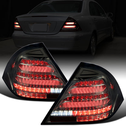 Ronnin - Fits 2001-2004 Mercedes-Benz C-Class W203 C230 C280 C320 US Spec Sedan Upgrade Full LED Tail Lights Assembly  Pair | Smoke