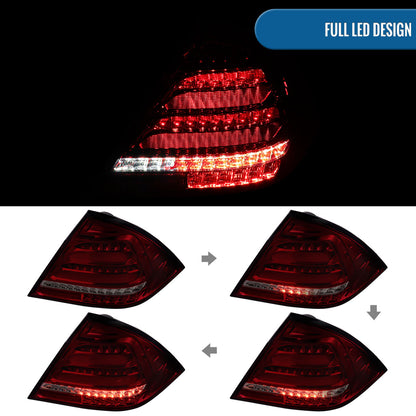 Ronnin - Fits 2001-2004 Mercedes-Benz C-Class W203 C230 C280 C320 US Spec Sedan Upgrade Full LED Tail Lights Assembly  Pair | Smoky Red