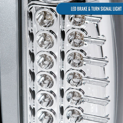 Ronnin - Fits 1988-2000 Chevy GMC C/K C10 Silverado Blazer Tahoe Cadillac Escalade LED Integrated Brake and Turn Signals Tail Lights Assembly Pair | Chrome