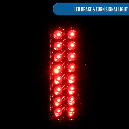 Ronnin - Fits 1988-2000 Chevy GMC C/K C10 Silverado Blazer Tahoe Cadillac Escalade LED Integrated Brake and Turn Signals Tail Lights Assembly Pair | Red