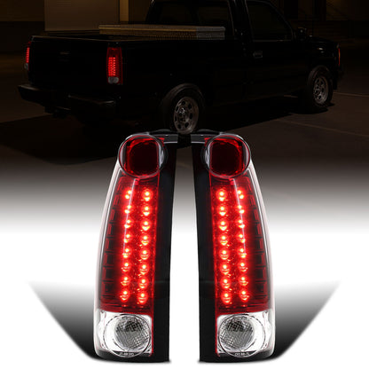 Ronnin - Fits 1988-2000 Chevy GMC C/K C10 Silverado Blazer Tahoe Cadillac Escalade LED Integrated Brake and Turn Signals Tail Lights Assembly Pair | Red