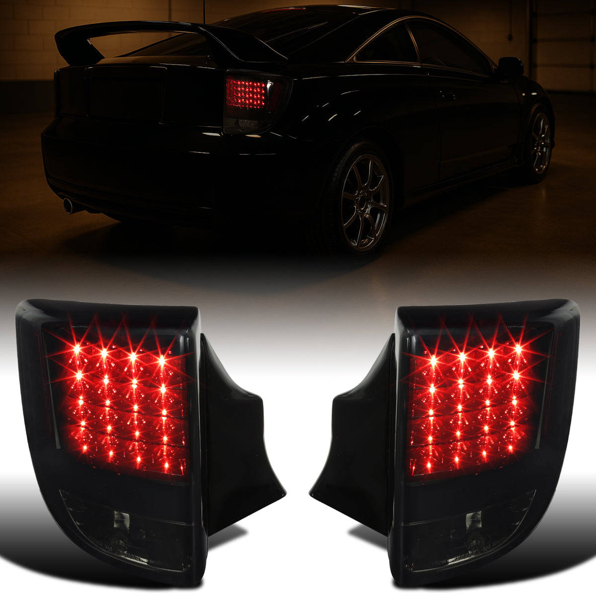 Ronnin - Compatible con Toyota Celica 2000-2005 Luces Traseras de Actualización LED Integradas con Señales de Giro y Luces de Freno Par | Negro Ahumado