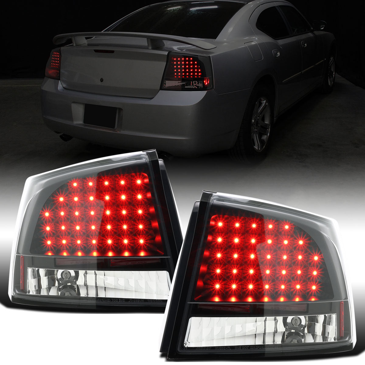 Ronnin - Se adapta a Dodge Charger 2005-2010 LED Integrado Luces Traseras de Freno y Direccionales Par de Reemplazo | Negro