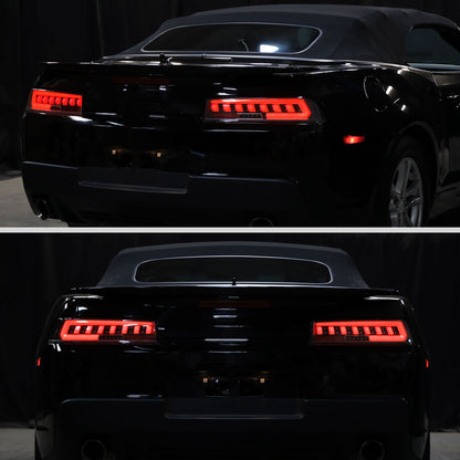Ronnin - Compatible con Chevy Camaro 2014-2015, actualización LED completa, intermitentes secuenciales, montaje de luces traseras (par) | Negro brillante