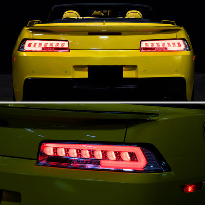 Ronnin - Compatible con Chevy Camaro 2014-2015, actualización LED completa, intermitentes secuenciales, par de conjuntos de luces traseras | Cromo