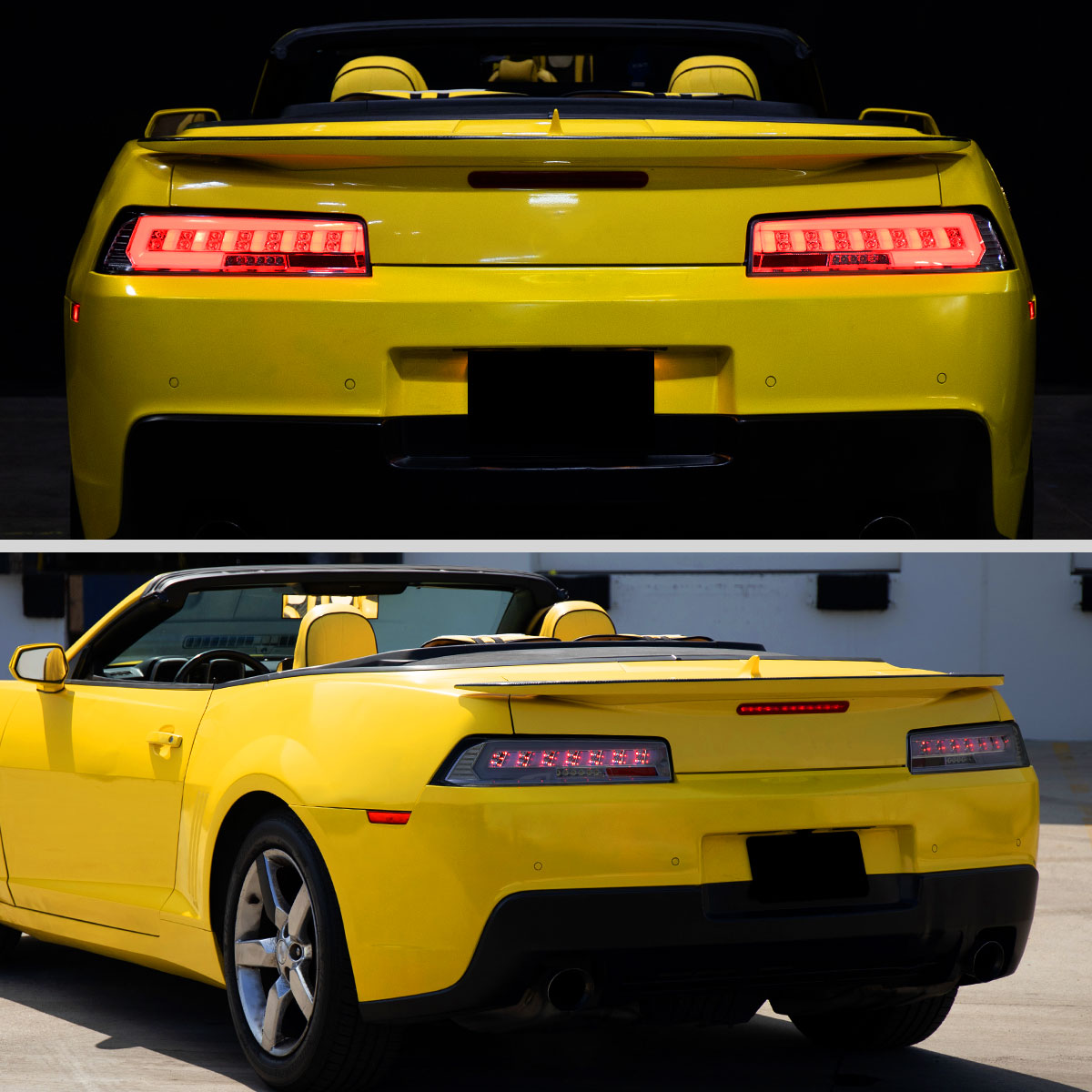 Ronnin - Compatible con Chevy Camaro 2014-2015 Par de luces traseras LED completas con intermitentes secuenciales | Ahumado