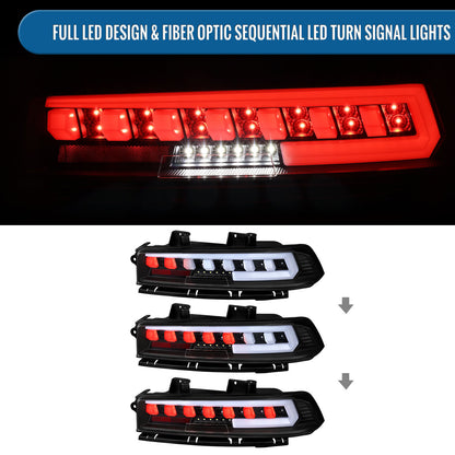 Ronnin - Se adapta a Chevy Camaro 2014-2015 Ensamblaje de luces traseras con intermitentes secuenciales LED completos | Par Negro