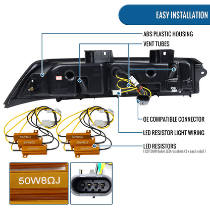 Ronnin - Se adapta a Chevy Camaro 2014-2015 Ensamblaje de luces traseras con intermitentes secuenciales LED completos | Par Negro