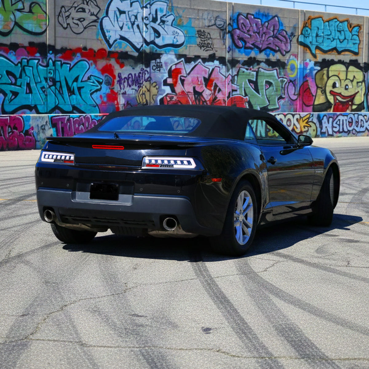 Ronnin - Se adapta a Chevy Camaro 2014-2015 Ensamblaje de luces traseras con intermitentes secuenciales LED completos | Par Negro