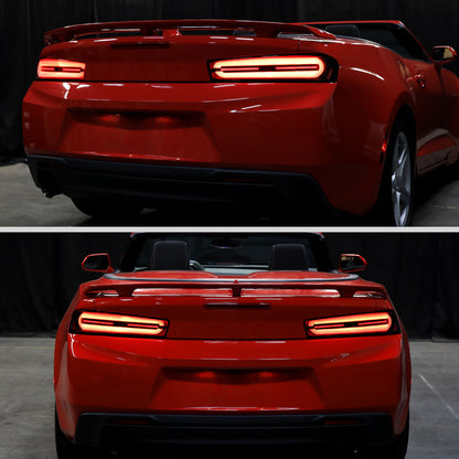Ronnin - Compatible con Chevy Camaro 2016-2018 Ensamblaje de luces traseras LED estilo secuencial de actualización completa | Par de lentes ahumadas negras