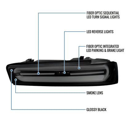 Ronnin - Compatible con Chevy Camaro 2016-2018 Ensamblaje de luces traseras LED estilo secuencial de actualización completa | Par de lentes ahumadas negras