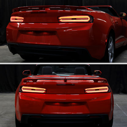 Ronnin - Compatible con Chevy Camaro 2016-2018. Conjunto de luces traseras estilo LED completo con intermitentes secuenciales, par | Negro | Tubo blanco