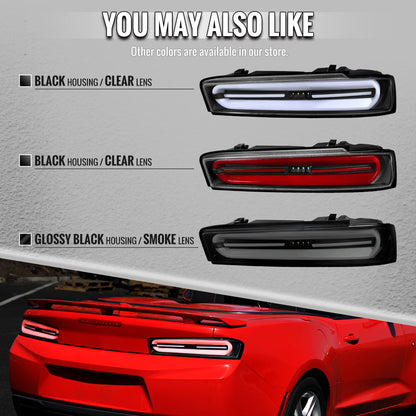 Ronnin - Compatible con Chevy Camaro 2016-2018 | Par de luces traseras LED completas estilo secuencial con intermitentes | Negras