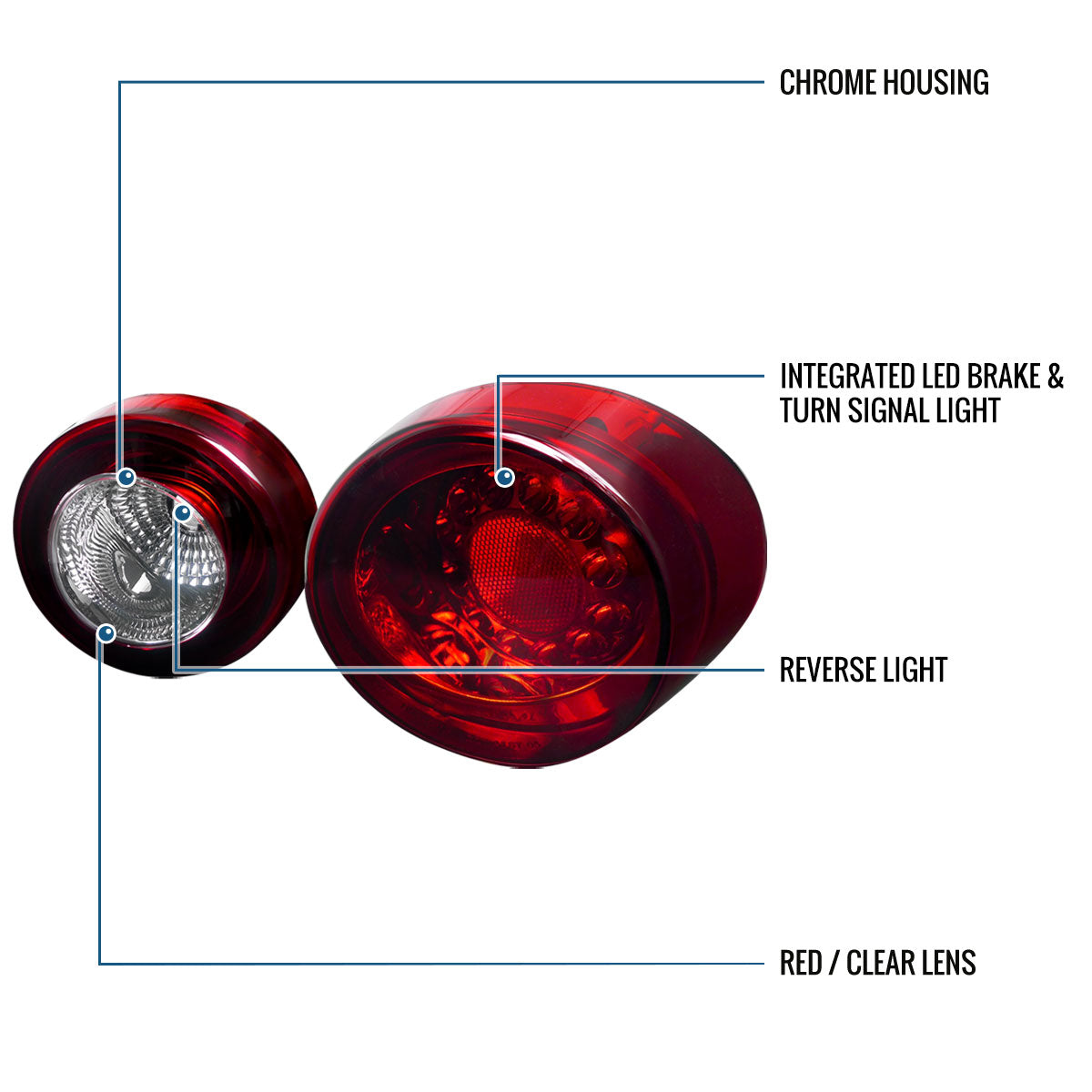 Ronnin - Fits 2005-2010 Chevy Cobalt Coupe Integrated LED Brake and Turn Signals Tail Lights Replacement Pair | Red