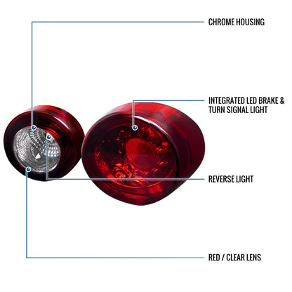 Ronnin - Fits 2005-2010 Chevy Cobalt Coupe Integrated LED Brake and Turn Signals Tail Lights Replacement Pair | Red