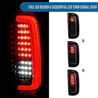 2015-2022 Chevy Colorado GMC Canyon Upgrade Assembly Full LED Tail Lights Replacement Pair | Black Smoke