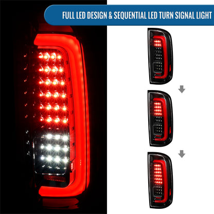 2015-2022 Chevy Colorado GMC Canyon Upgrade Assembly Full LED Tail Lights Replacement Pair | Gloss Black